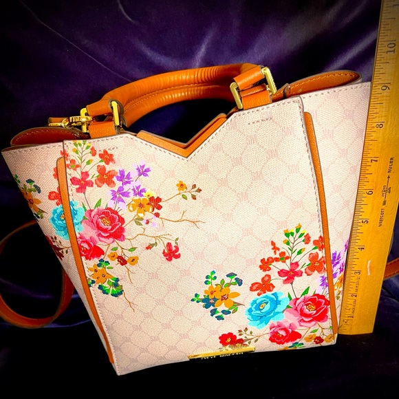 Cute Floral Bag-Steve Madden-Faux Leather. women's satchel crossbody bag, brown - Picture 8 of 11